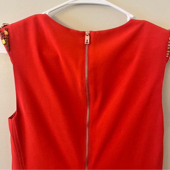 Ted Baker London Red Embellished Sleeveless Fitted Reevah Dress TB Size 1 (US 4) - Picture 8 of 14